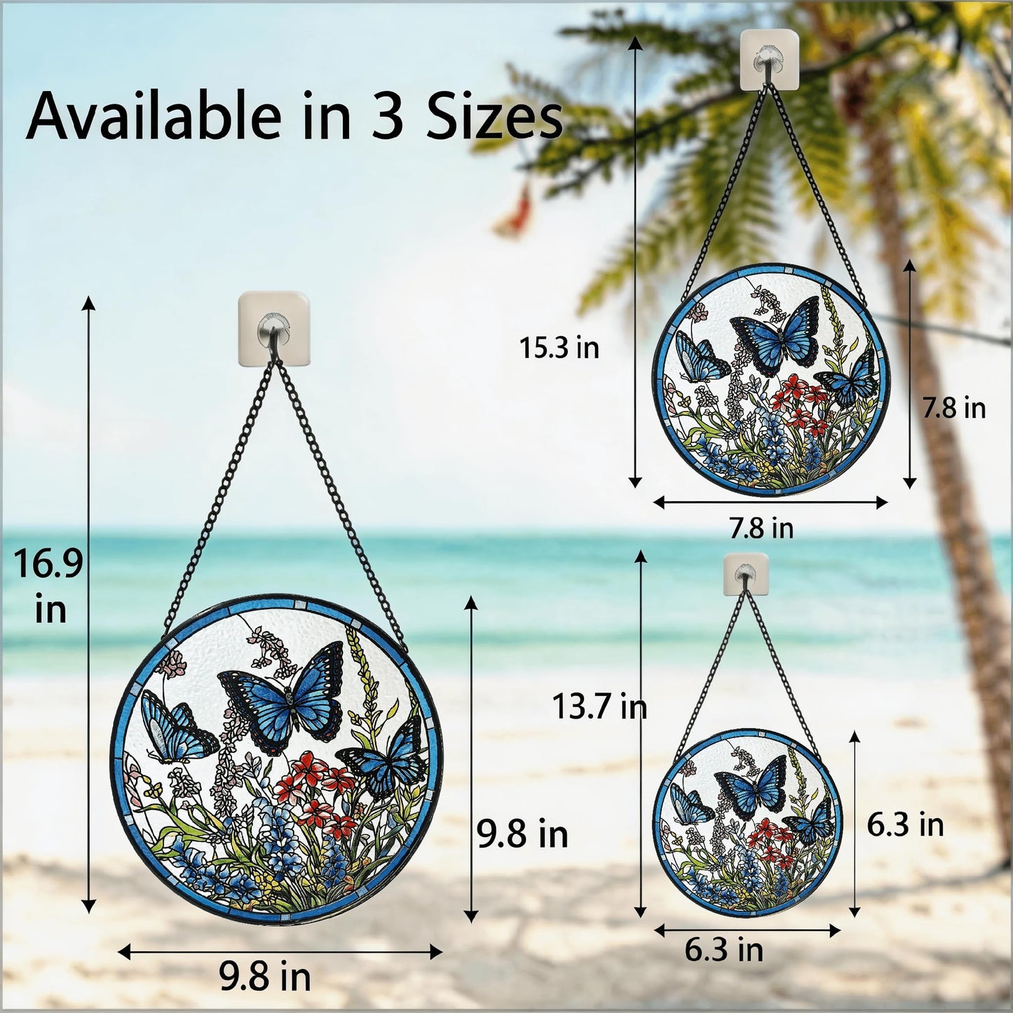 Lager Butterfly Suncatchers for Windows, Butterfly Stained Glass Window Hanging，6.3 inch