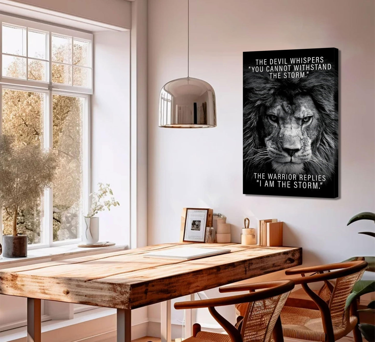 Black and White Lion Inspiring Canvas Wall Art Animal Motivational Picture Man Cave Inspirational Lion Poster Prints Modern Quotes Artwork Wall Decor for Bedroom Office Living Room 12x16in Framed