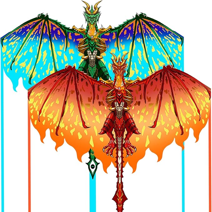 Mint's Colorful Life Dragon Kite for Kids & Adults, Easy to Fly Best Beach Kites for Beginners, 300ft Kite String Included