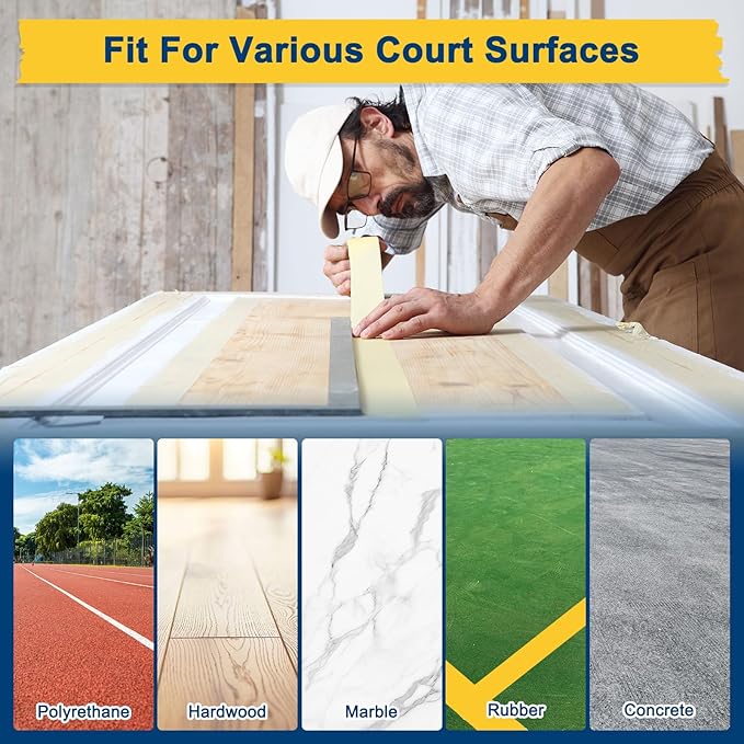 Pickleball Court Tape, Outdoor Pickleball Lines, No Residue Court Marking Kit for Temporary/Gym/Tennis/Driveway/Badminton/Backyard/Sport