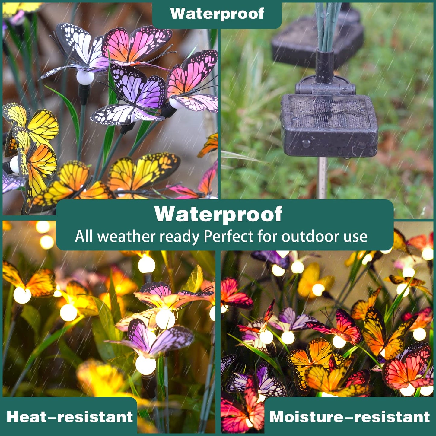 TONULAX Solar Garden Lights - 2 Pack Swaying Butterfly Light, Swaying in The Wind, Solar Outdoor Lights, Yard Patio Pathway Decoration, High Flexibility Iron Wire & Realistic Butterflies (2 Pack)