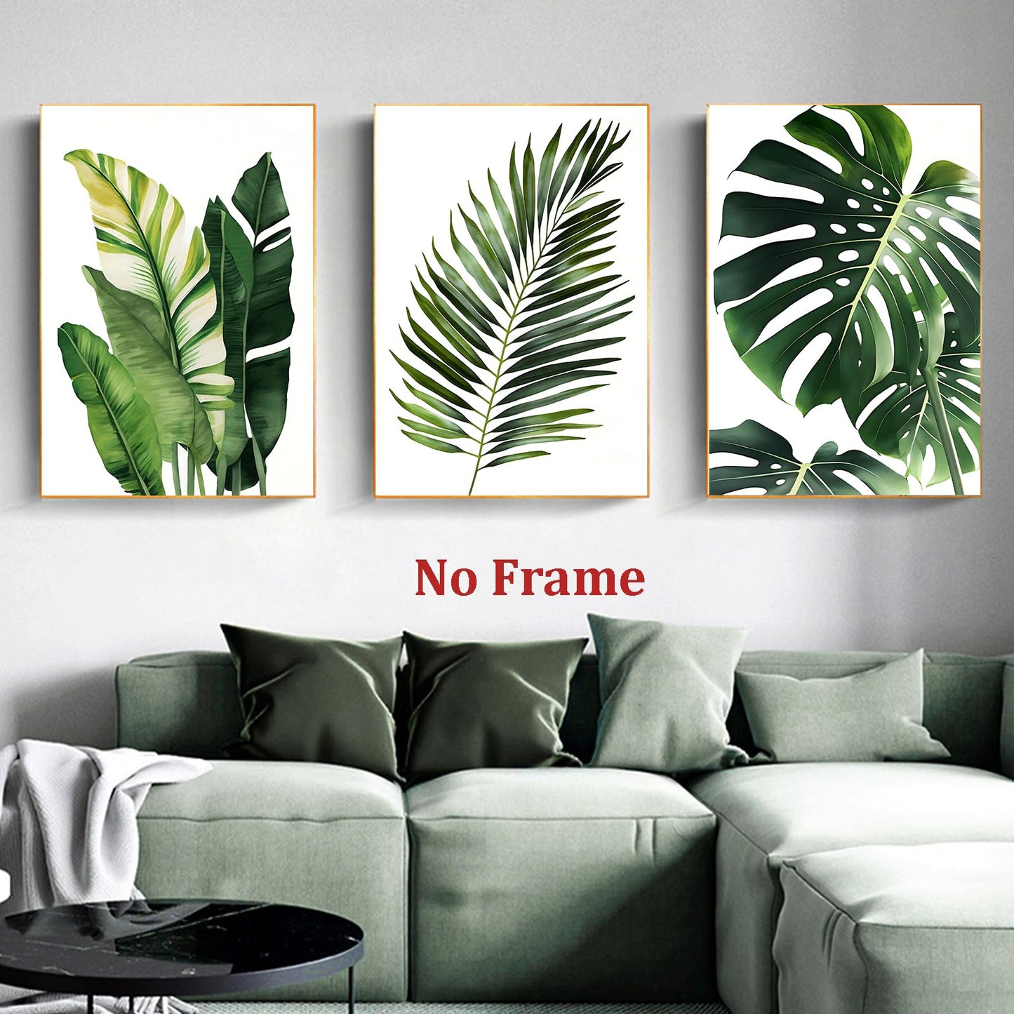 Tropical Botanical Wall Art Monstera Picture Green Leaf Poster Botanical Painting Palm Leaves Pictures Wall Decor Abstract Leaf Art Print Modern Plant Posters Watercolor Leaf Canvas Wall Art 16x24in No Frame