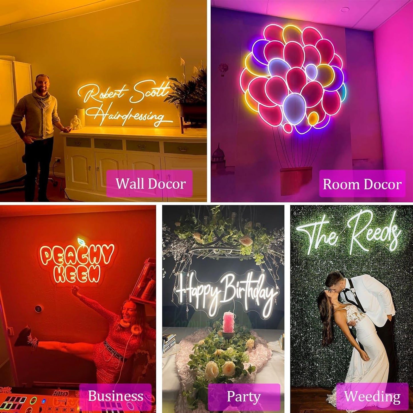 Custom Neon Signs for Wall Decor, Large Personalized Neon Siqn with Dimmer Customized Light Up Siqn Birthday Christmas Wedding Gift Bar Party Bedroom Customizable Neon Logo Name Light