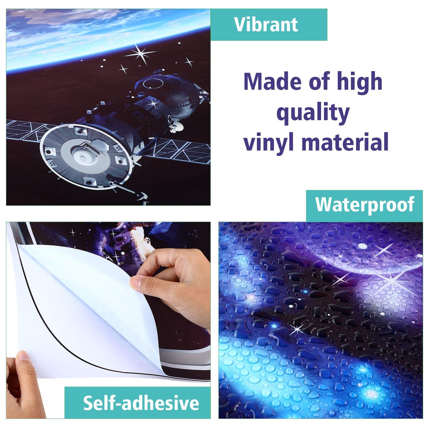 Outus 6 Pieces 3D Space Wall Decals Galaxy Window Stickers for Wall Outer Space Decor Capsule Spacecraft Astronaut Mural Room Decor for Kids Boys Nursery Bedroom Home Decoration