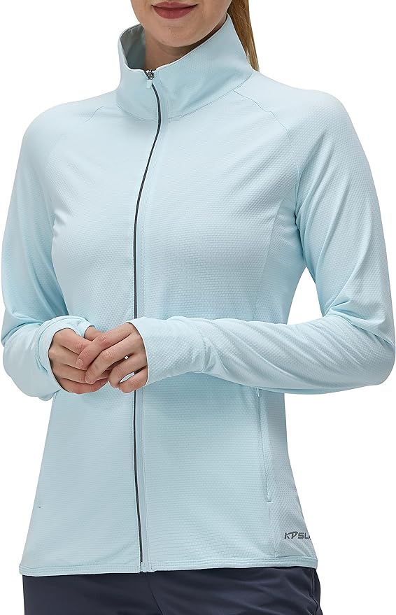 Women's UPF 50+ UV Sun Protection Clothing Long Sleeve Athletic Hiking Shirts Lightweight SPF Zip Up Outdoor Jacket