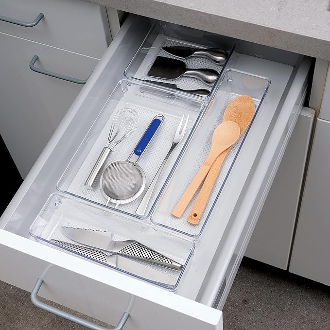 Oggi Clear Drawer Organizer | 6" X 9" | Pack of 2 | For Kitchen & Office | Utensil Storage