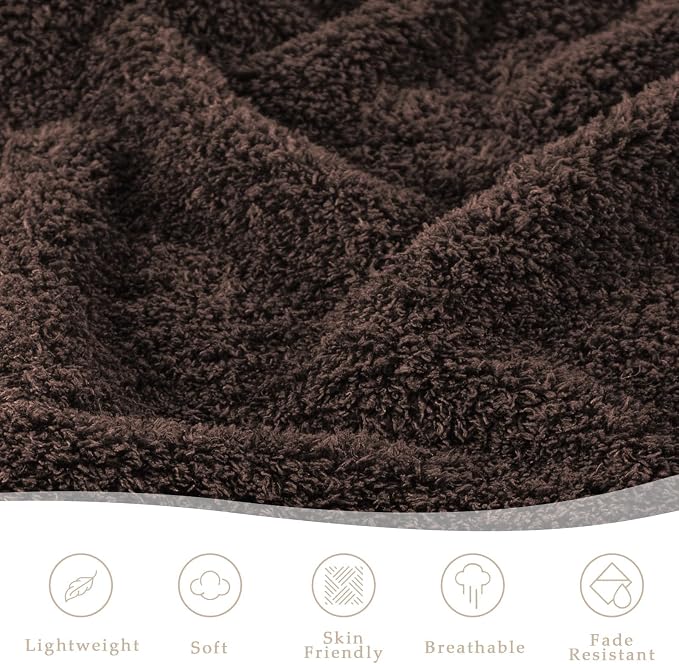 Exclusivo Mezcla Fleece Coffee Throw Blanket for Couch Sofa, Ultra Soft, Lightweight and Fluffy Blankets for Women, All Season, 50x60 Inches
