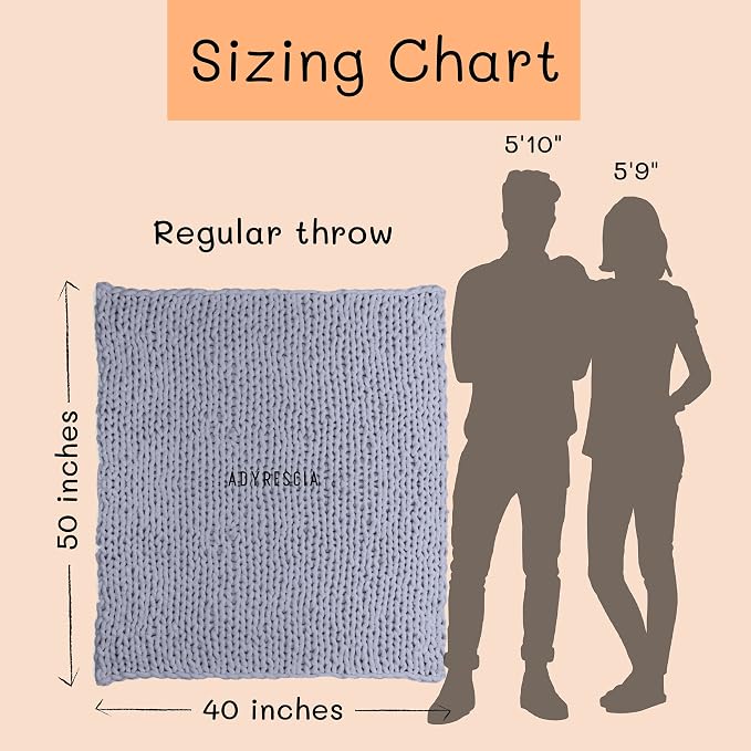 Adyrescia Chunky Knit Blanket Throw | 100% Hand Knit with Jumbo Chenille Yarn (40"x50", Lilac Gray)