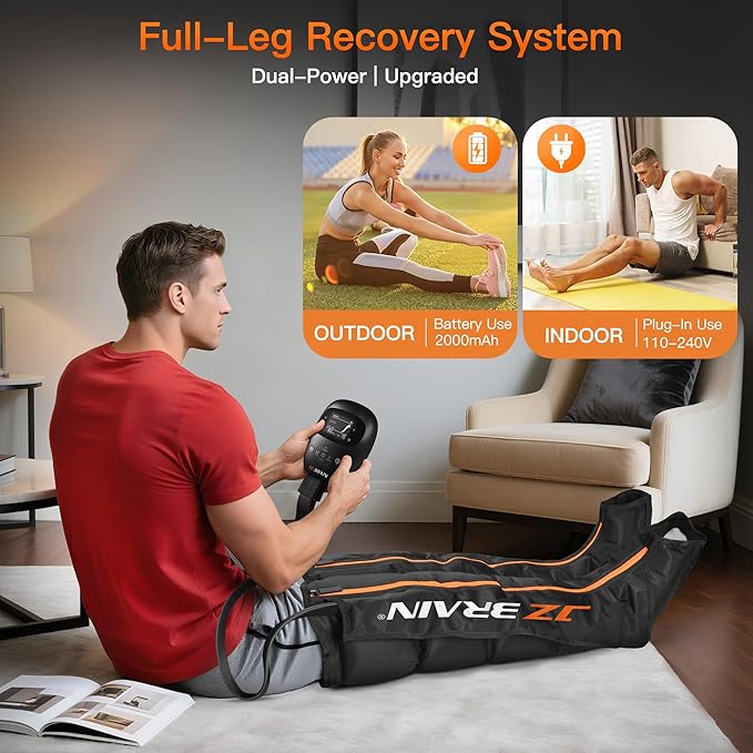 Sequential Air Compression Recovery System : Professional Sequential Compression Boots for Fast Recovery & Circulation Improvement ??Full Leg Recovery Device for Athletes Runners Gym (Large)