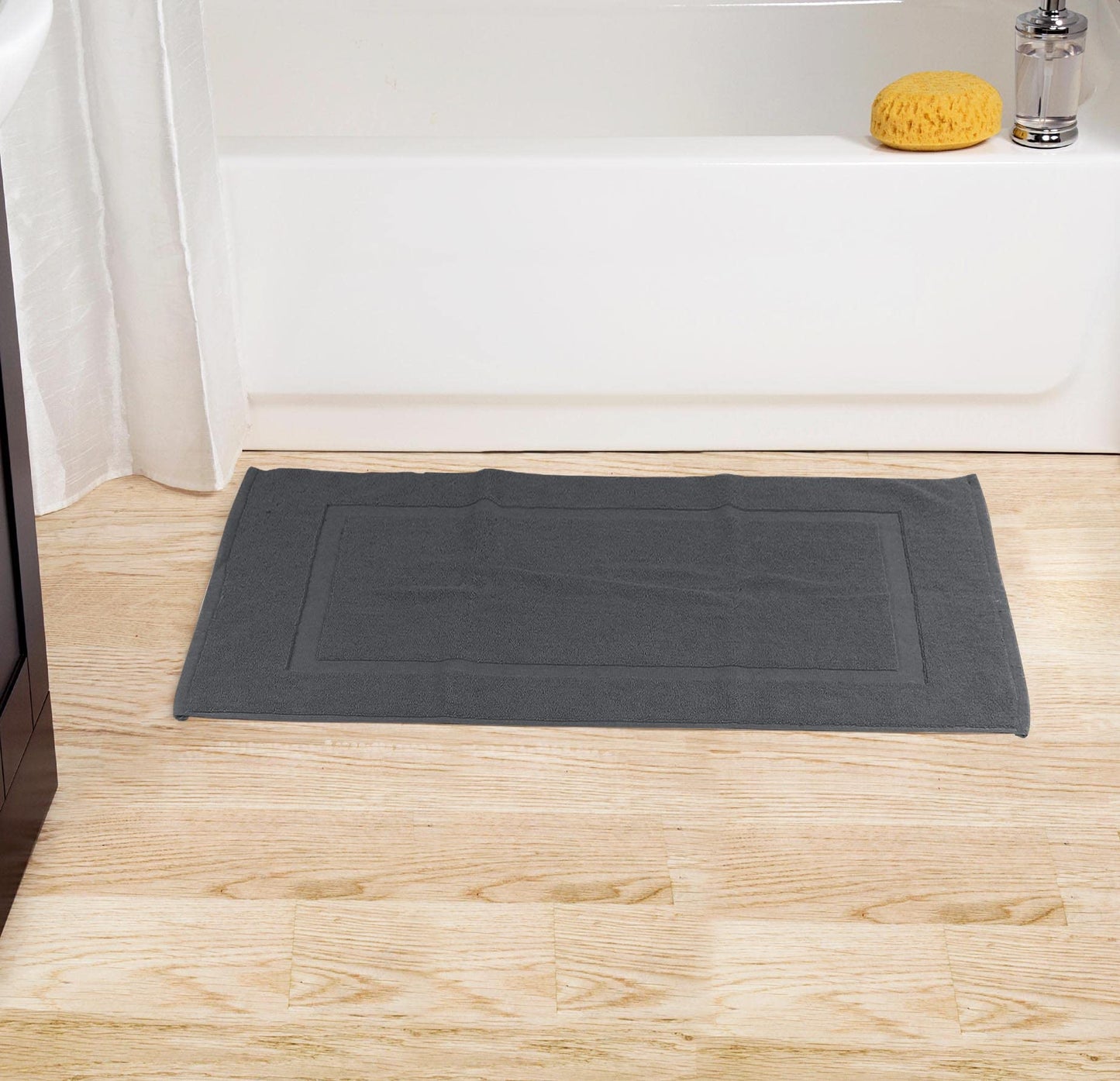 Utopia Towels Cotton Banded Rug, Bath Mats, Not a Bathroom Rug, 21 by 34 Inches, 100% Ring Spun Cotton, Highly Absorbent Shower Bathroom Floor Mat, Grey, 2 Pack
