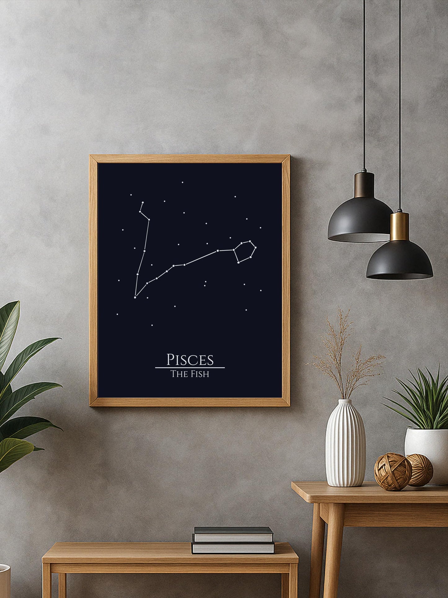 Zodiac Wall Art – Pisces Constellation Poster 11x14, Astrology Wall Art Print in Midnight Black – Pisces Zodiac Sign Gift for Women or Men, Celestial Bedroom or Office Decor, Unframed