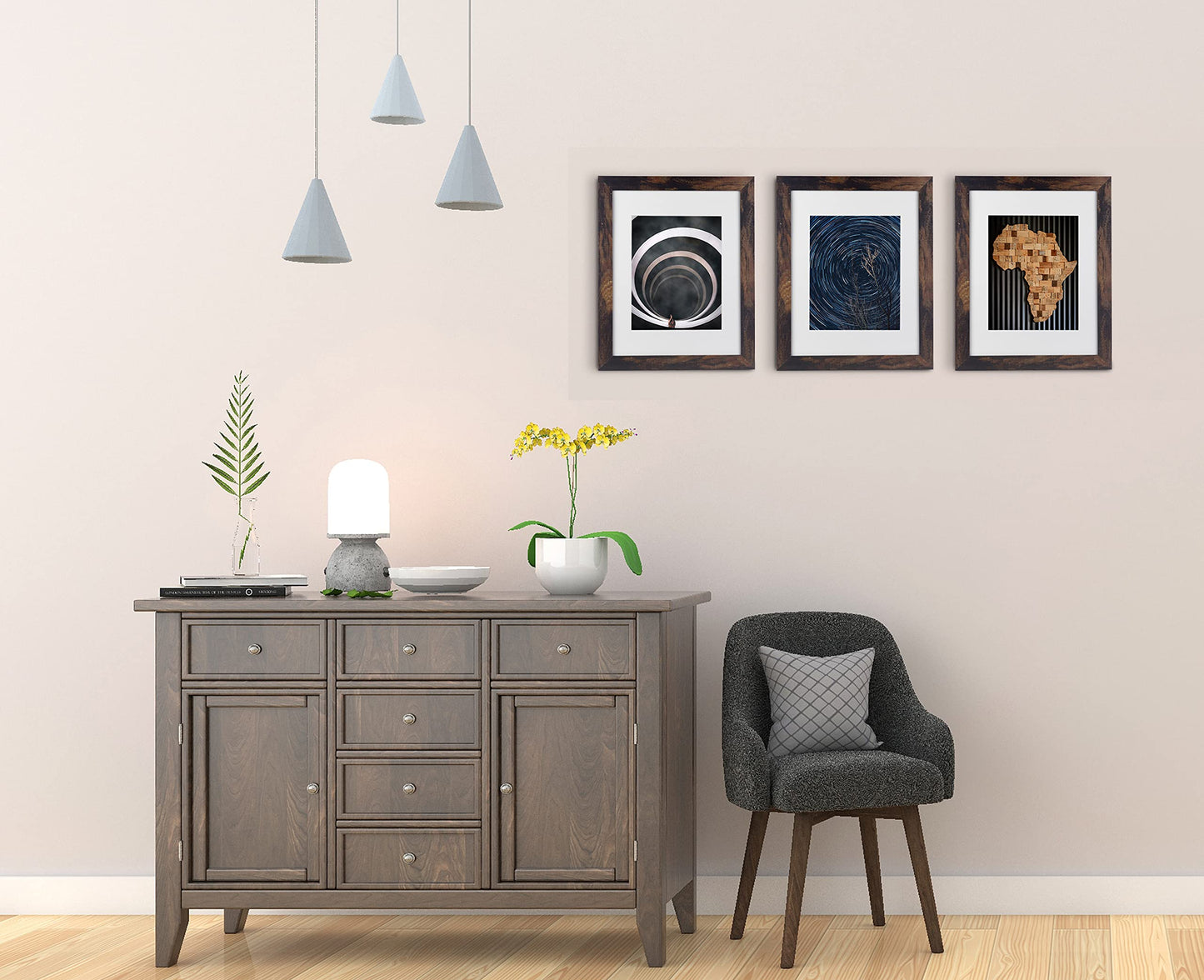 Scholartree Wooden Brown 8x10 Picture Frame 2 Set in 1 Pack can Display 8x10 picture without mat or 5x7 picture with mat