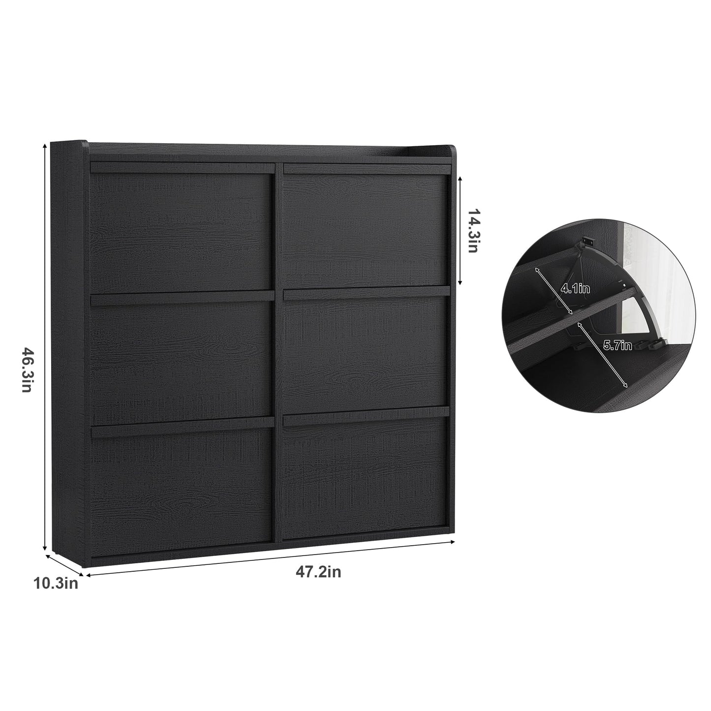 Patikuin Shoe Storage Cabinet with 6 Flip-Down Doors, Wooden Entryway Shoe Organizer with Adjustable Shelf, Hidden Hallway & Living Room Storage