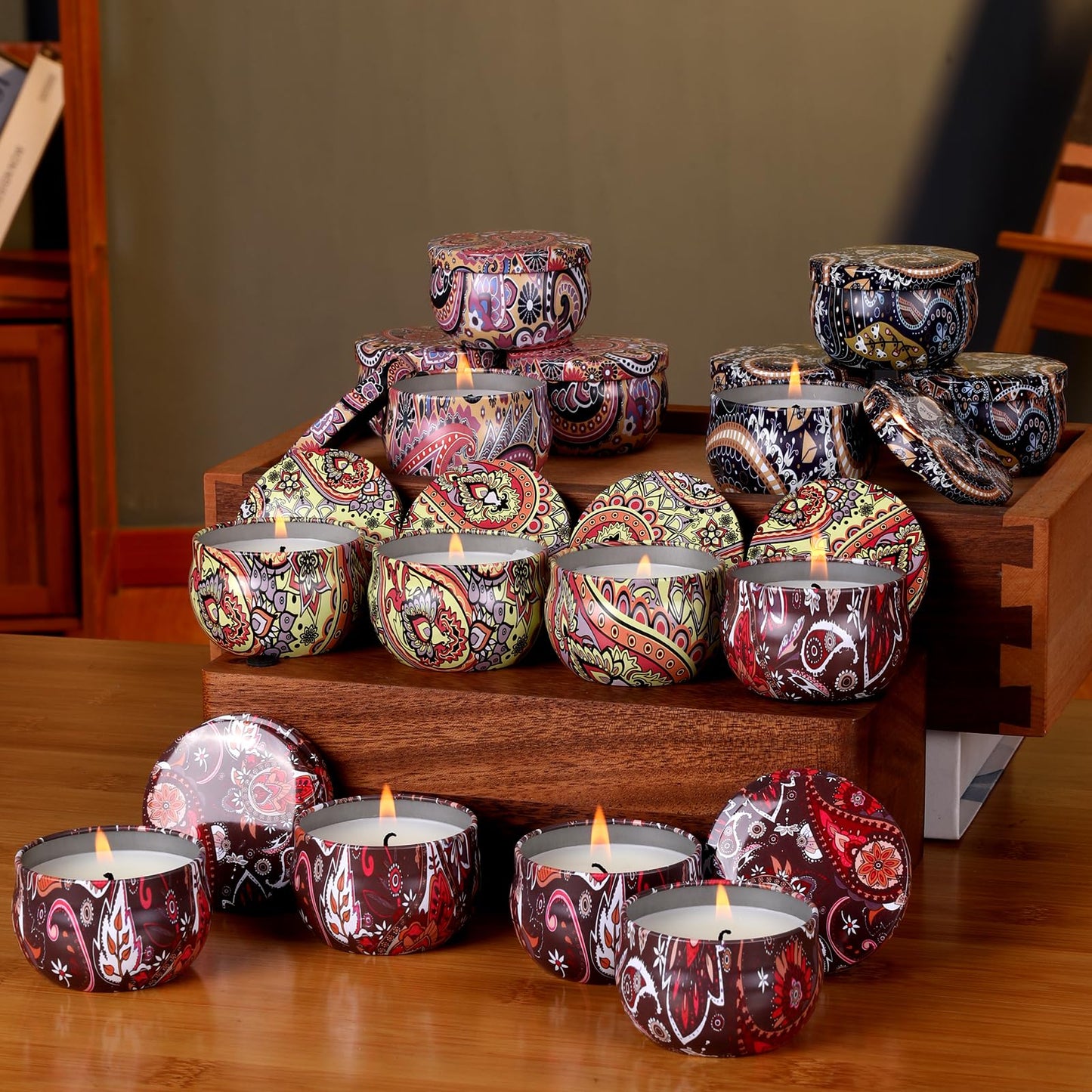 KNOURT 32 Pack Scented Candles Gift Set, Natural Soy Wax Travel Tin Candles for Home Scented, Ideal for Christmas, Birthday, Thanksgiving, Valentines Day Gifts
