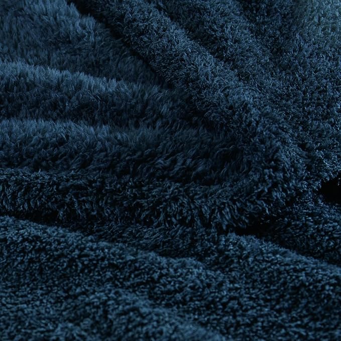Exclusivo Mezcla Fleece Navy Blue Throw Blanket for Couch Sofa, Ultra Soft, Lightweight and Fluffy Blankets for Women, All Season, 50x60 Inches