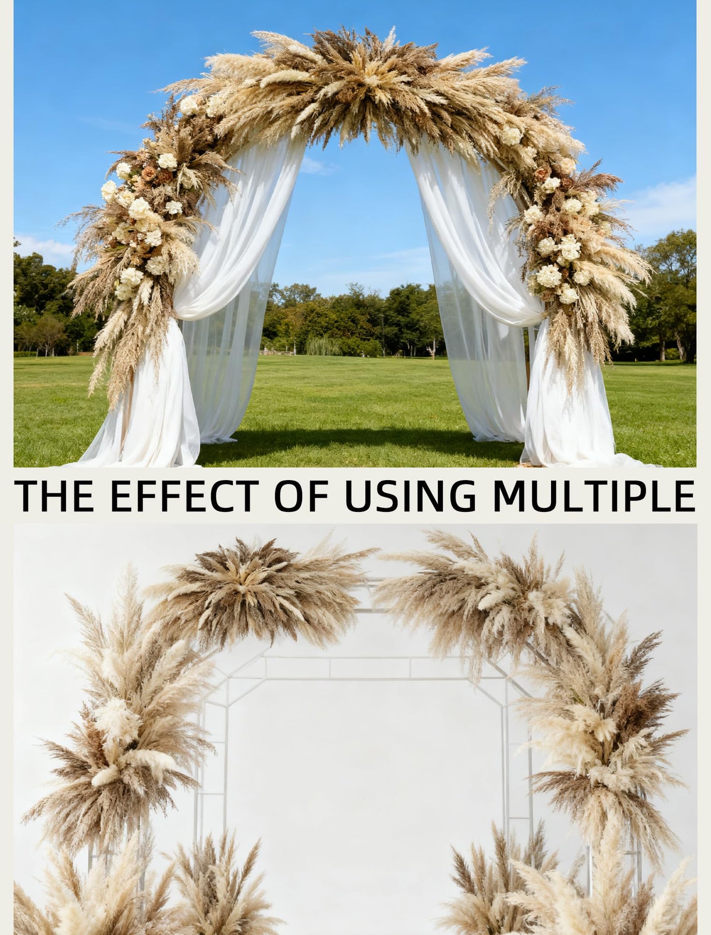 NTLPAMPA Large Boho Decor Pampas Grass Wall Decor (35~50inch) - Natural Dried Flower All-in-One Kit ,Easy Install, Perfect Decor for Living Room、Wedding Arch、Entryway、Party Decor