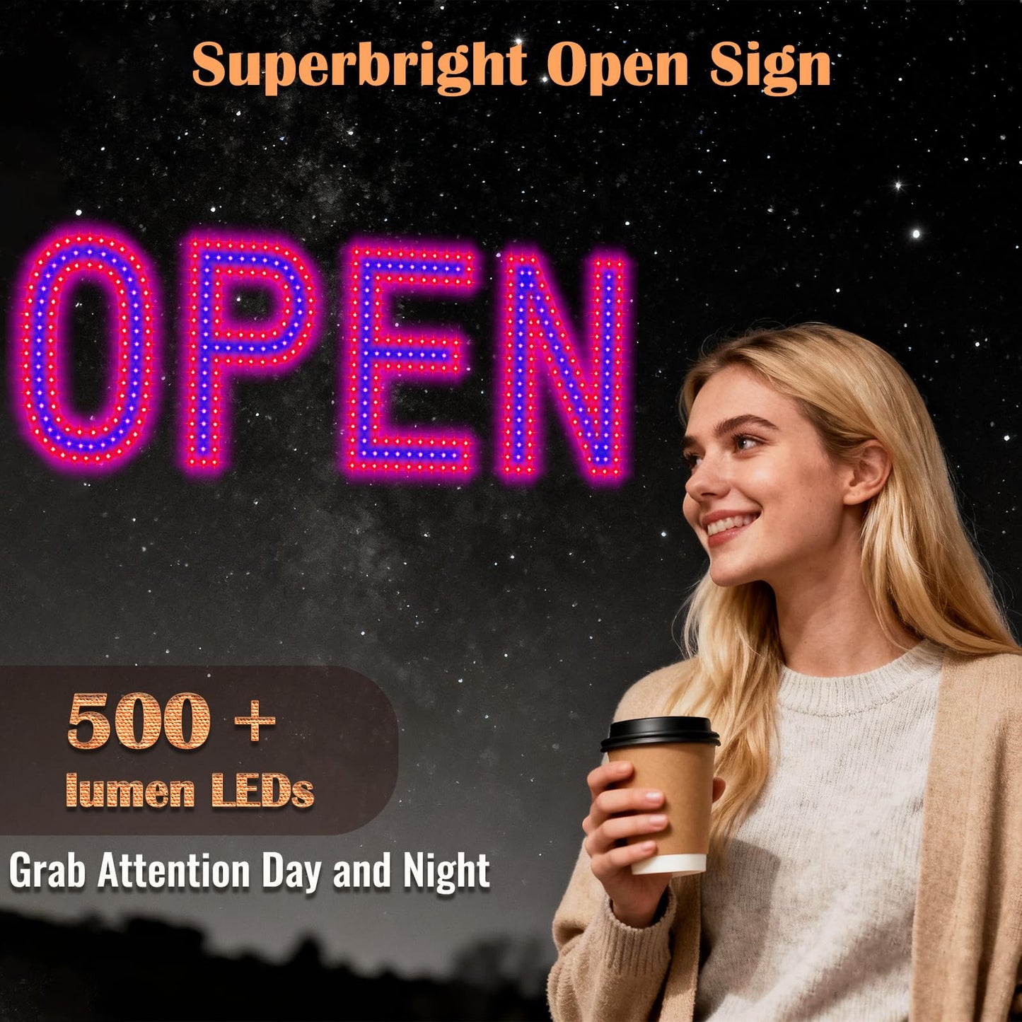 LED Open Signs for Business, exTopGoal 30"x10" Large Ultra Bright Open Sign with Remote Control, Dimmable Business Open Sign for Store Shop Storefront Window Door Wall- Red&Blue