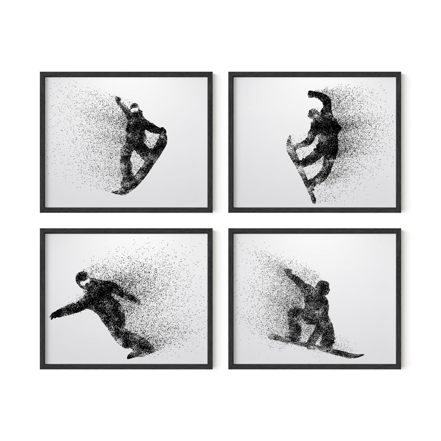 Summit Designs Snowboarding Wall Decor Art Prints - Particle Silhouette – Set of 4 (8x10) Inch Poster Photos Prints - Man Cave, Bedroom Decor - Kids Boys Girls Gift Idea