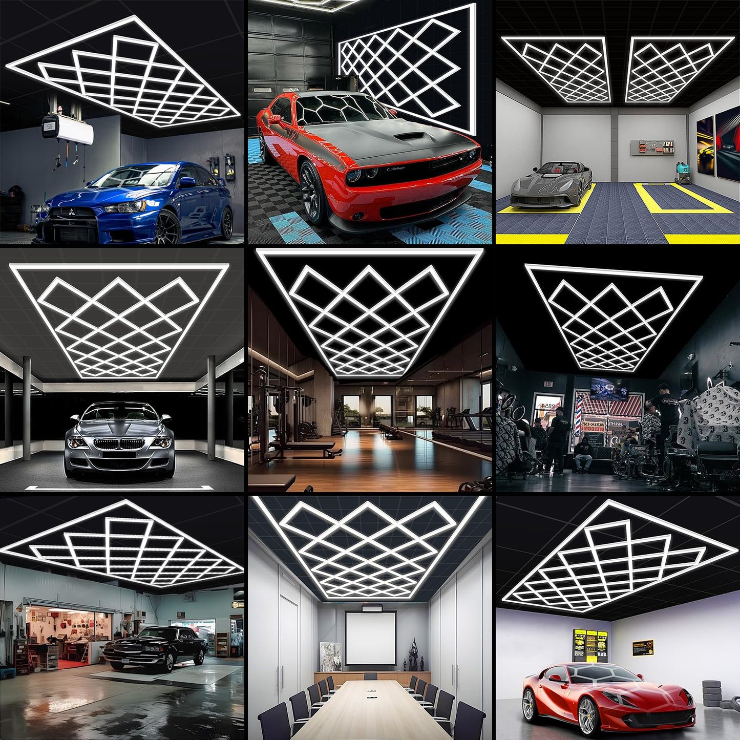 Ofenrd Large Hexagon Garage Lights 23 Hex Ultra-Bright Led Lights New Updated Diamond Commercial Lighting for Garage Car Detailing Barber Shop Gym Warehouses Basement.