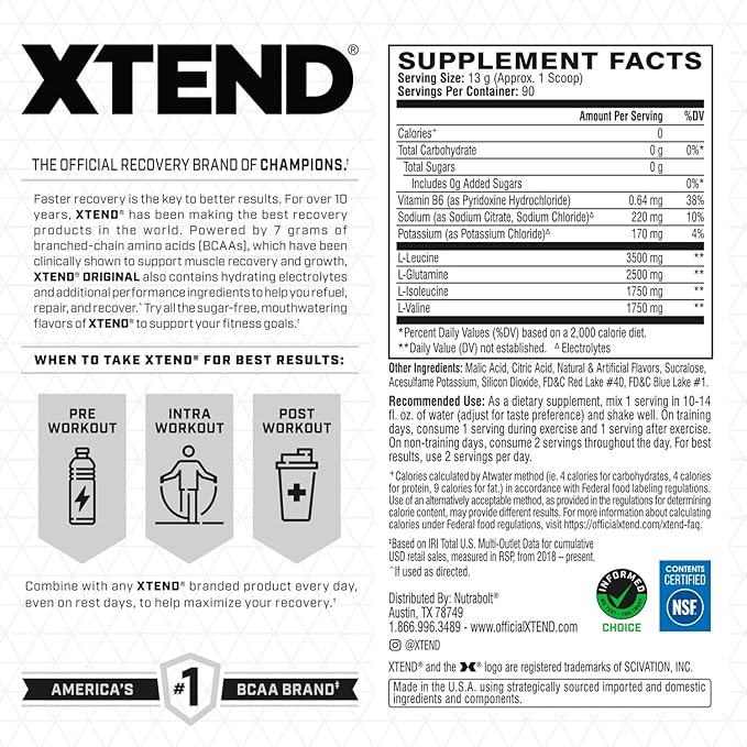 Original BCAA Powder Knockout Fruit Punch | Sugar Free Post Workout Muscle Recovery Drink with Amino Acids | 7g BCAAs for Men & Women | 90 Servings