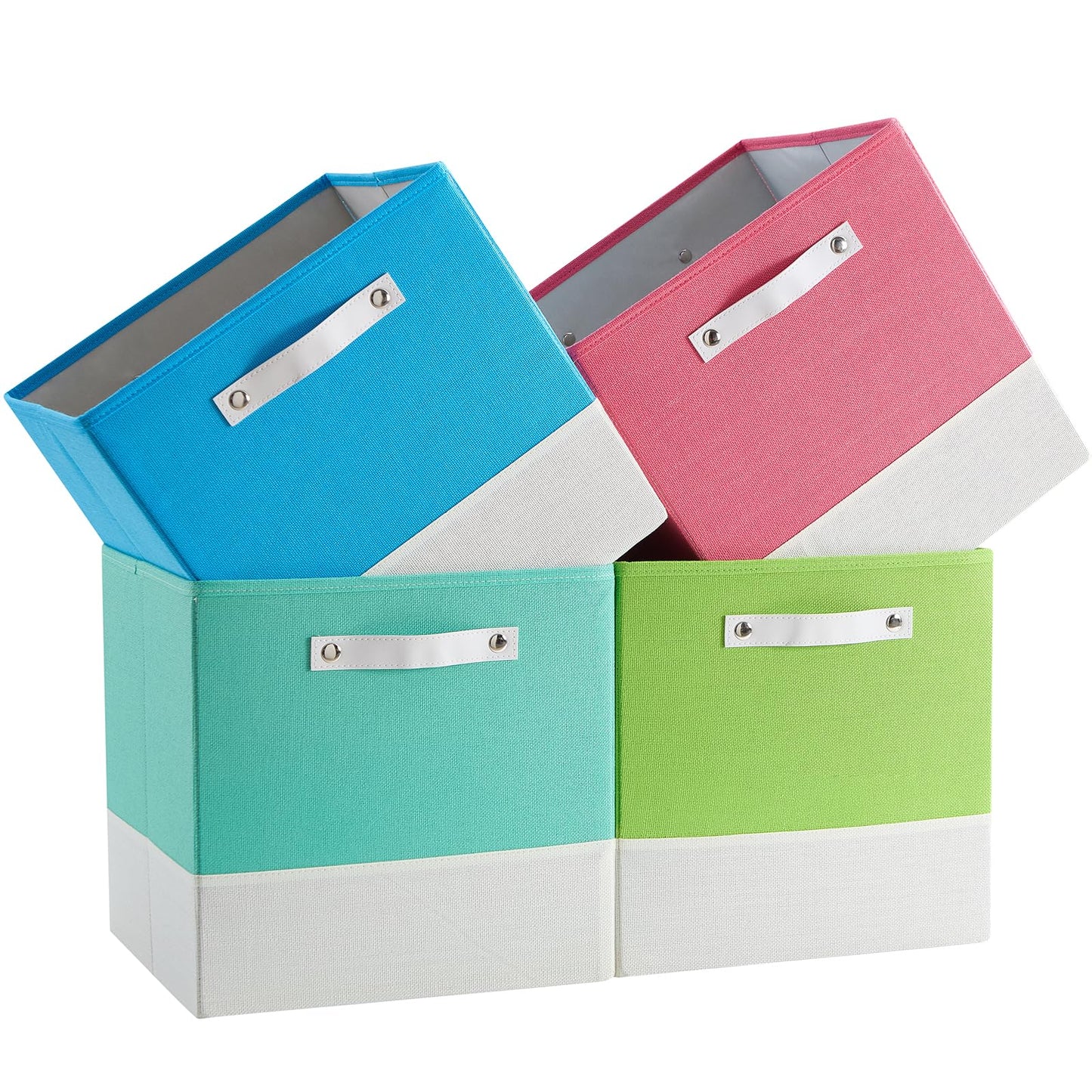 FABINADO Storage Cube Bins | 7.7 oz/yd² Fabric Cubby Organizer Baskets for Shelf, Closet, Cabinet, Wardrobe | KALLAX Shelving Unit Insert Drawer | 4 Pack, Macaron & Cream White, 13x15x13 Inch