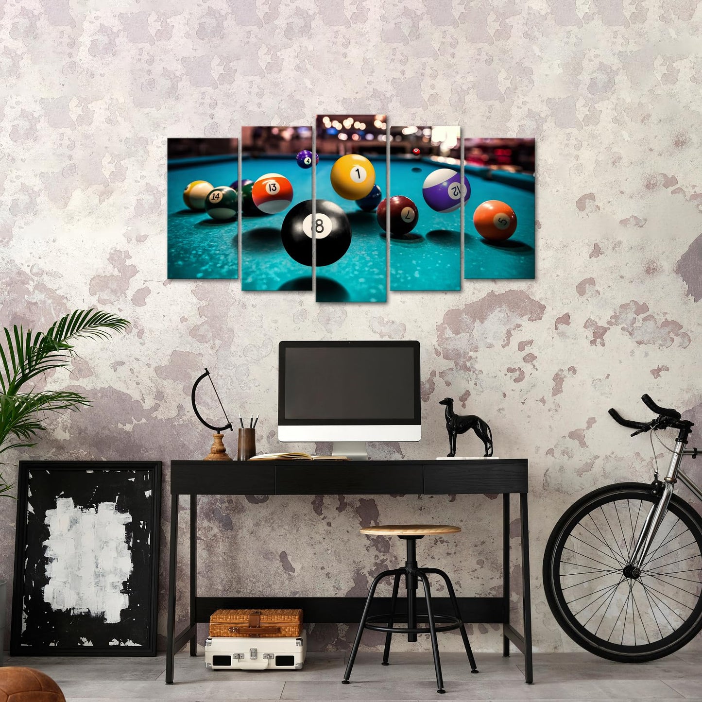 DuoBaorom 5 Piece Canvas Wall Art Pool Room Decor Sports Picture 32x60