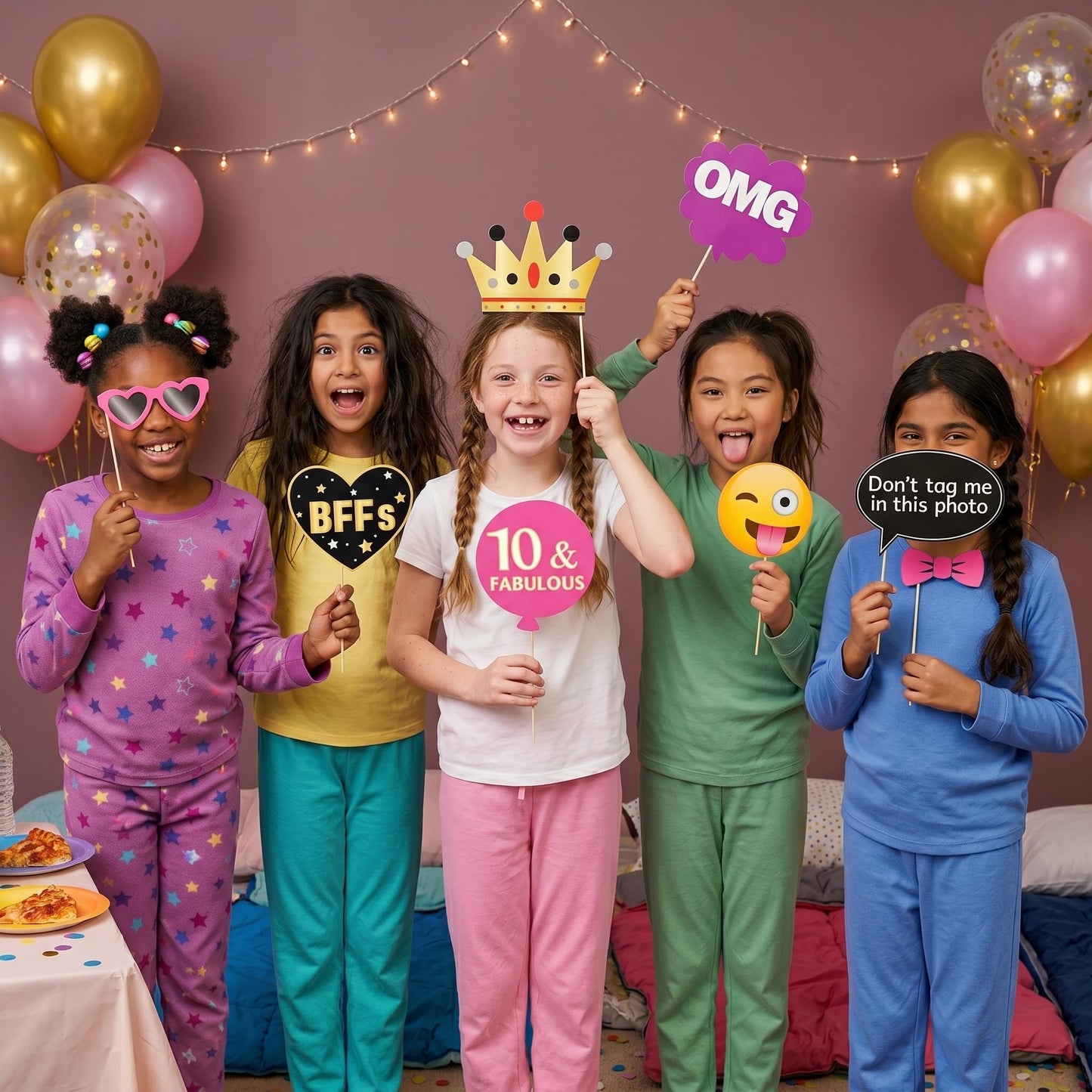 10th Birthday Photo Booth Props - 40 Pieces - Funny Birthday Party Supplies for Him or Her - Photo Booth Decorations, Favors and Gifts
