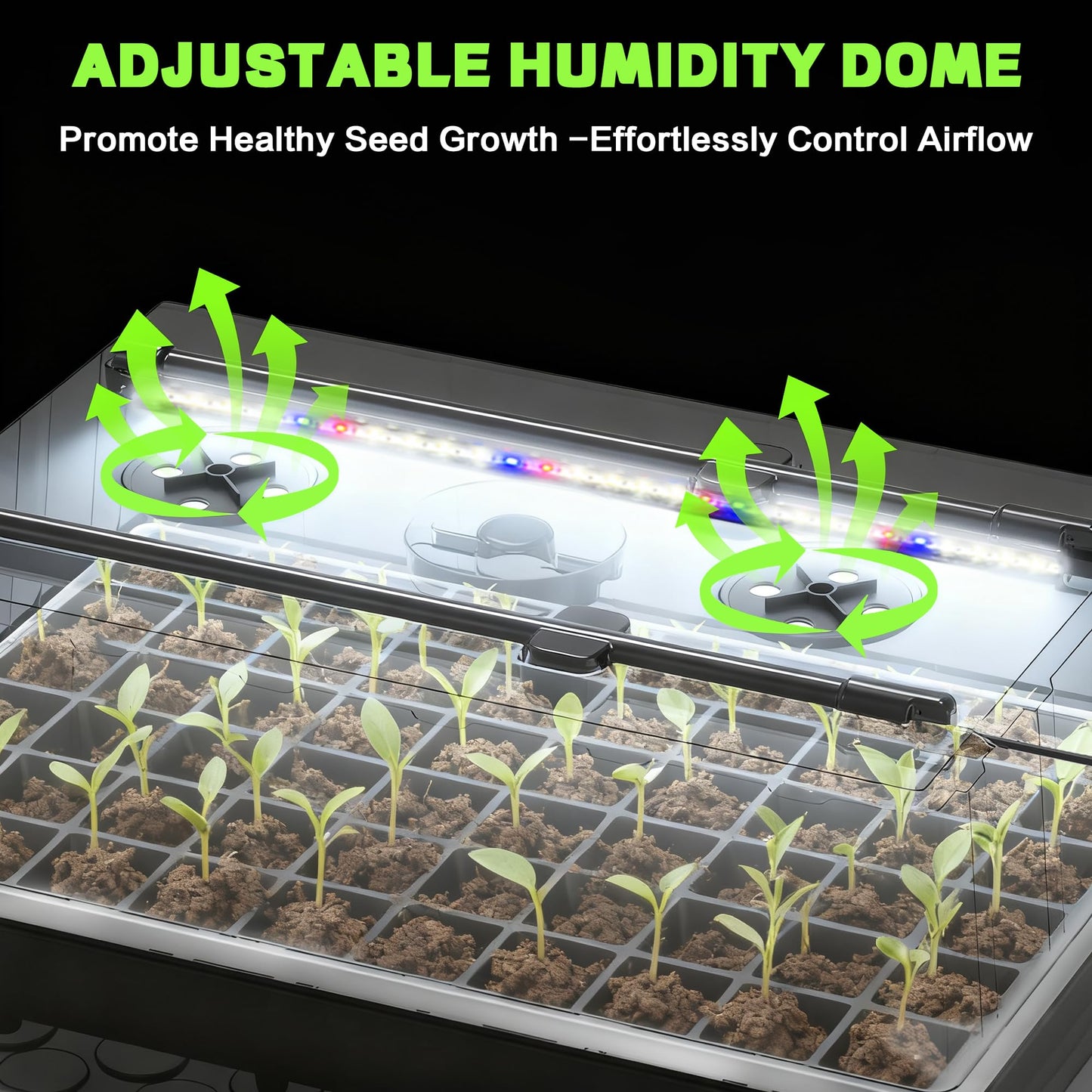 OrionEarth 60-Cell Self-Watering Seed Starter Tray with Grow Light, Upgraded 1–24H Timer, Seed Trays with Humidity Dome, Indoor Gardening System, Starter Kit for Seeds, Plant Germination