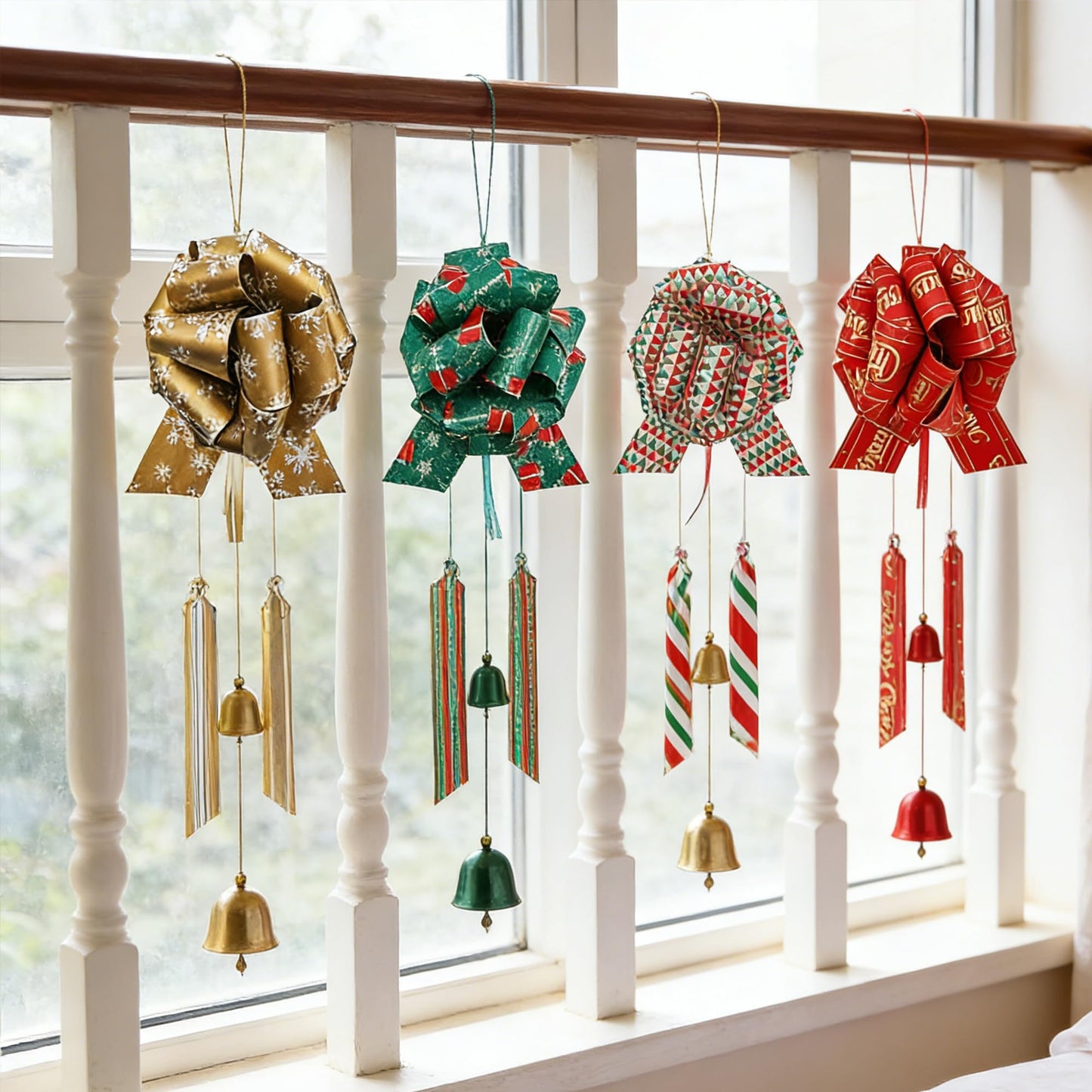 12 Present Wrap Ribbon Pull Bows 5", Easy and Fast Gift Wrapping Accessory for Christmas Bows Baskets Wine Bottles Gifts Decoration, Present Decor