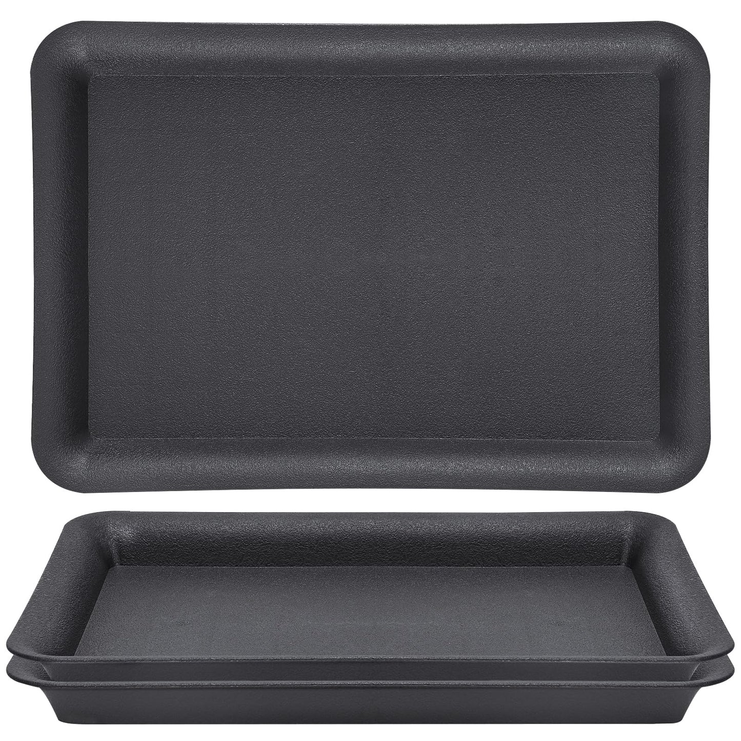 GREANER 17 Inch Plastic Plant Saucer, Black Trays for Plants, Flower Pot No Holes Plant Drip Trays, Heavy Duty Plastic Plant Saucers for Indoors Outdoors