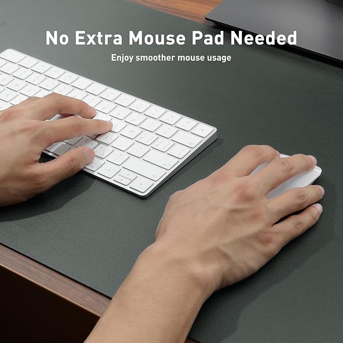 Aothia Faux Leather Desk Mat - Non-Slip PU Leather Desk Blotter, Waterproof Writing Surface, Large Desk Pad for Office & Home (Jungle Green, 55" x 24")