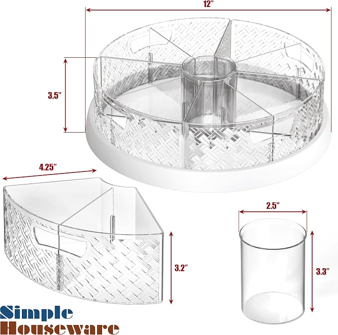 Simple Houseware 12-Inch Lazy Susan Turntable with Removable Bins and Dividers