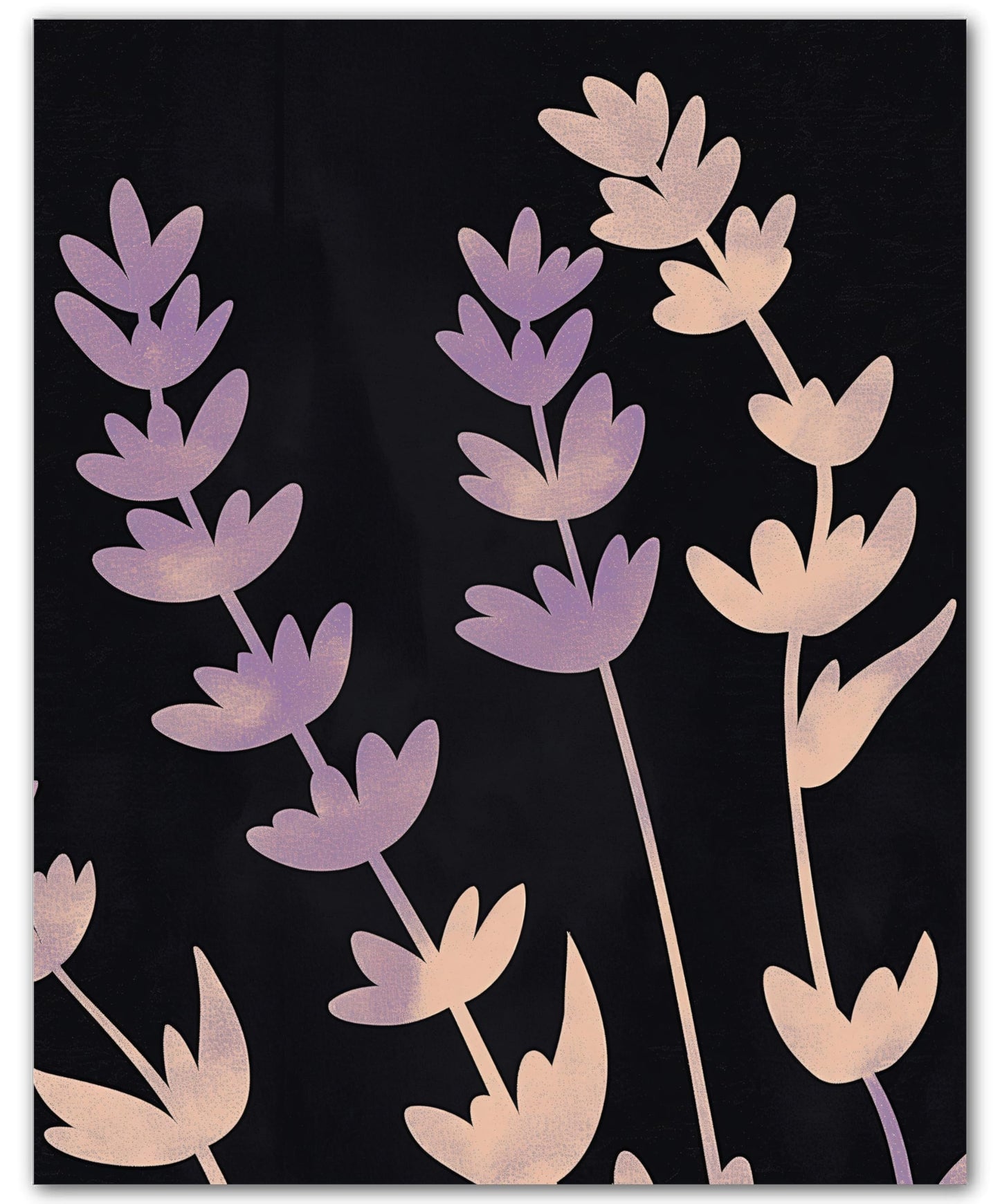 ZUKIY Night Lavender Silhouette - 8x10 Unframed Moody Lavender Wall Art - Purple Flower Wall Decor for Bedroom Office Living Room Hallway or Gallery Wall - Calming Botanical Decor Poster