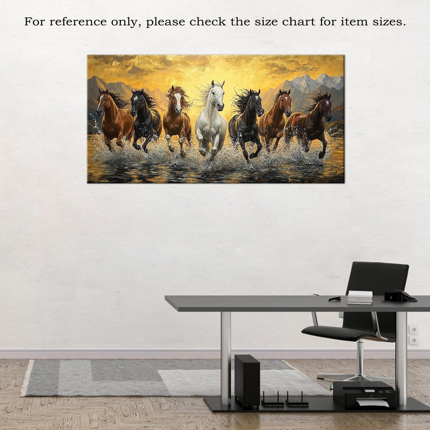 GUTTATY 7 Running Horses Canvas Wall Art, Sunset Canvas Prints, Dynamic Horse Wall Decor, Hand-Stretched Framed Wall Painting, Inspirational Artwork for Living Room, Office or Bedroom, 32x16 Inch