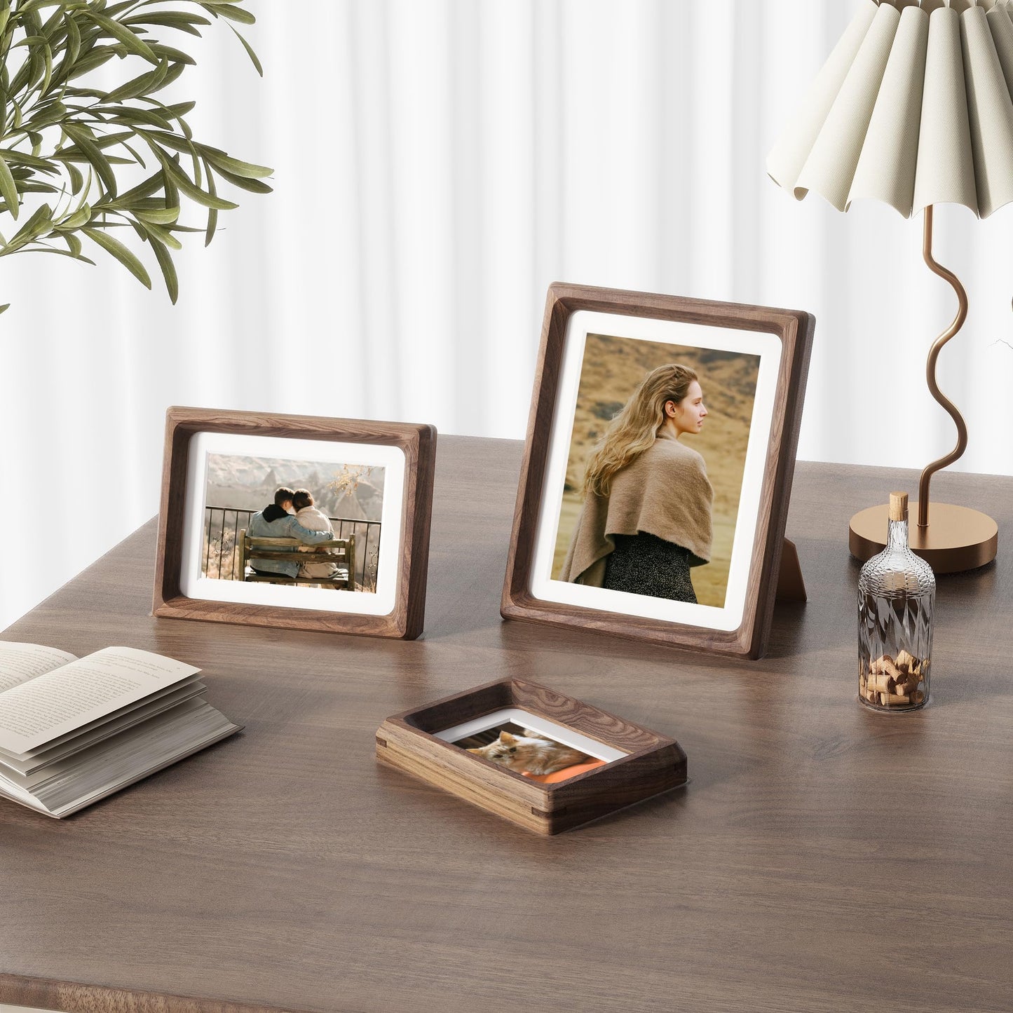 Heimlove 4x6 Picture Frames Natural Walnut,Original Wood Hand Make Crafted Photo Frame with Mat to 3 x 5 Graduation Picture Display,Family Picture,Wedding Picture Tabletop & Wall Decoration