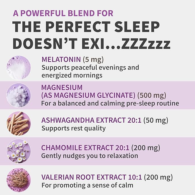 12-in-1 Melatonin Sleep Capsules - Natural Sleep Aids for Adults with Melatonin 5mg and Magnesium Glycinate 500mg, Sleep Aid with Ashwagandha, L Theanine, Valerian Root, GABA, 5-HTP (90ct, Pack of 3)