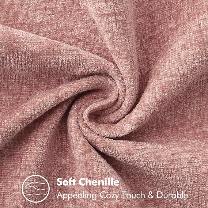 MIULEE Pack of 2 Lumbar Throw Pillow Covers 12x20 Inch Blush Pink Farmhouse Decorative Pillow Covers with Stitched Edge Soft Chenille Solid Dyed Pillow Covers for Couch Sofa Bed Living Room