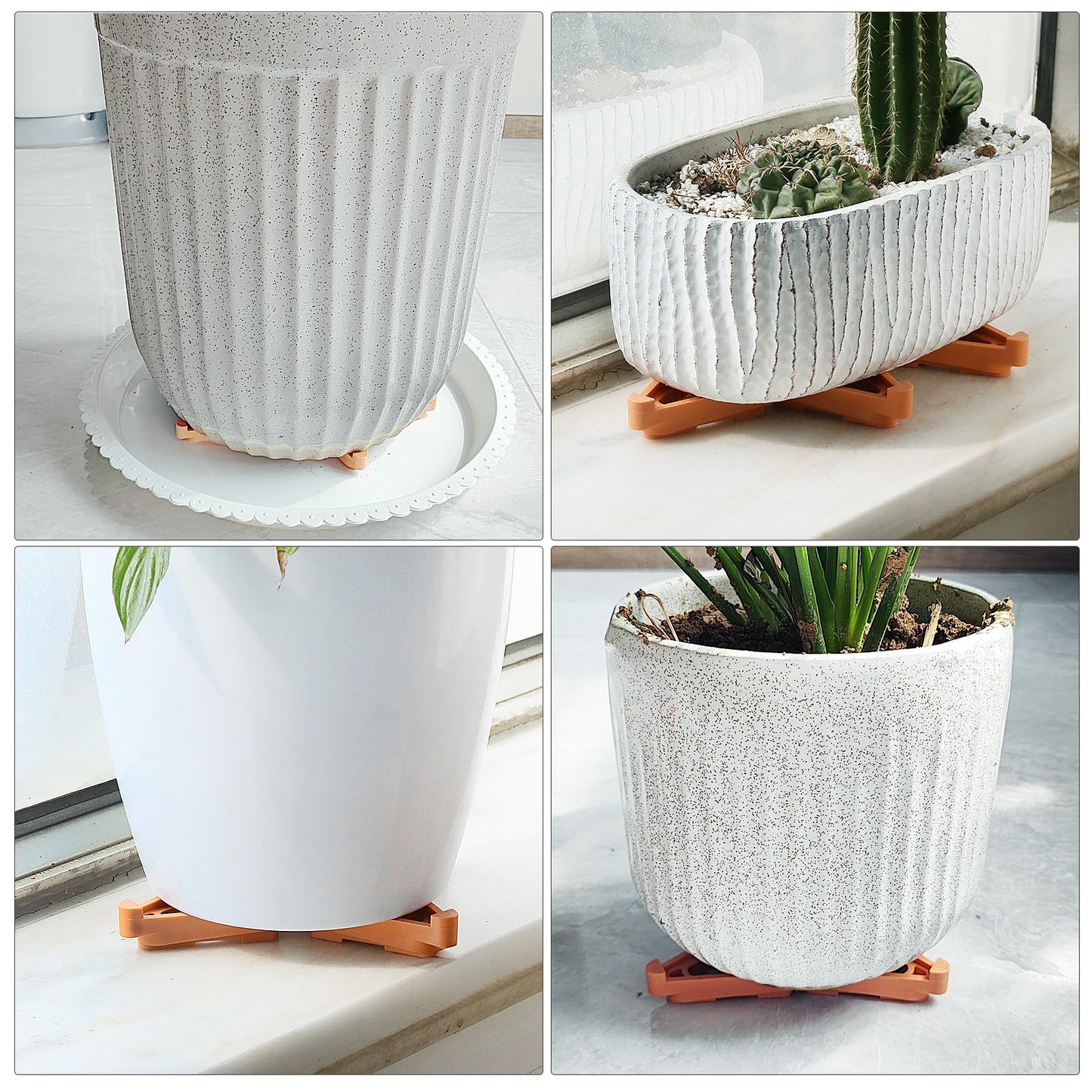 Flower Plant Pot Feet,Pot Toes Pot Lifters Supports Small to Large Flower Planters,Invisible Flower Pot Risers,Potted Plant Stand Feet,Flower Pot Feet Rack for Indoor and Outdoor Planters (24, Orange)