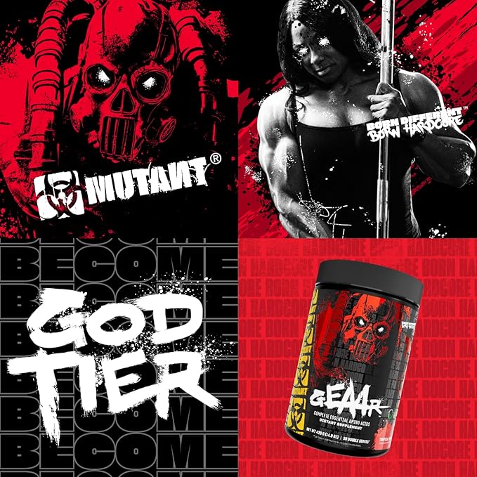 Mutant GEAAR - 9.4g of EAA Powder + Arginine, 7g BCAAs, 4g Leucine, Electrolytes, Coconut Water, 30 Servings - Blue Raspberry