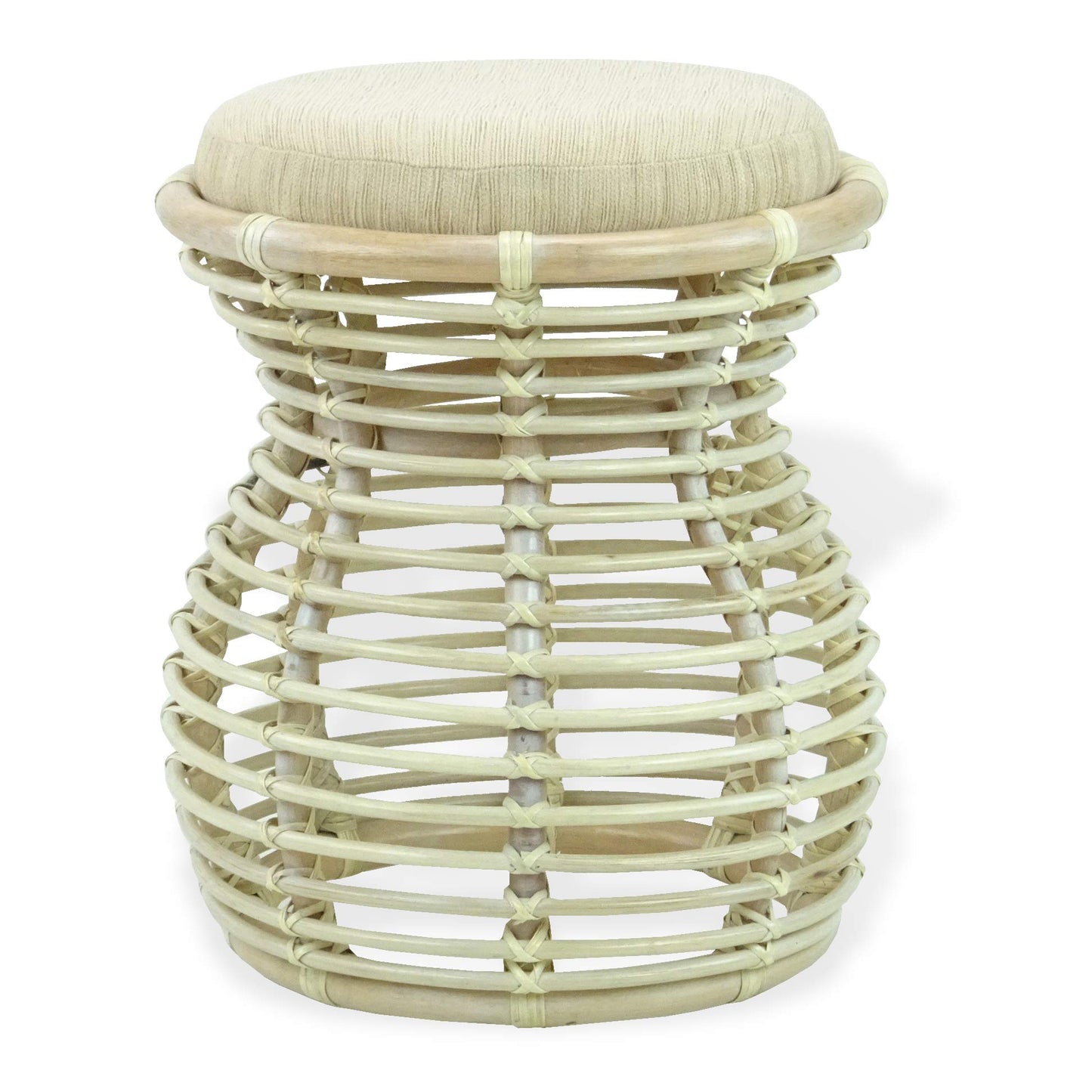 SunBear Furniture Handmade Natural Rattan Wicker Milan Ottoman Stool Vanity Bedroom Handmade Design ECO, Cognac (Light Brown)