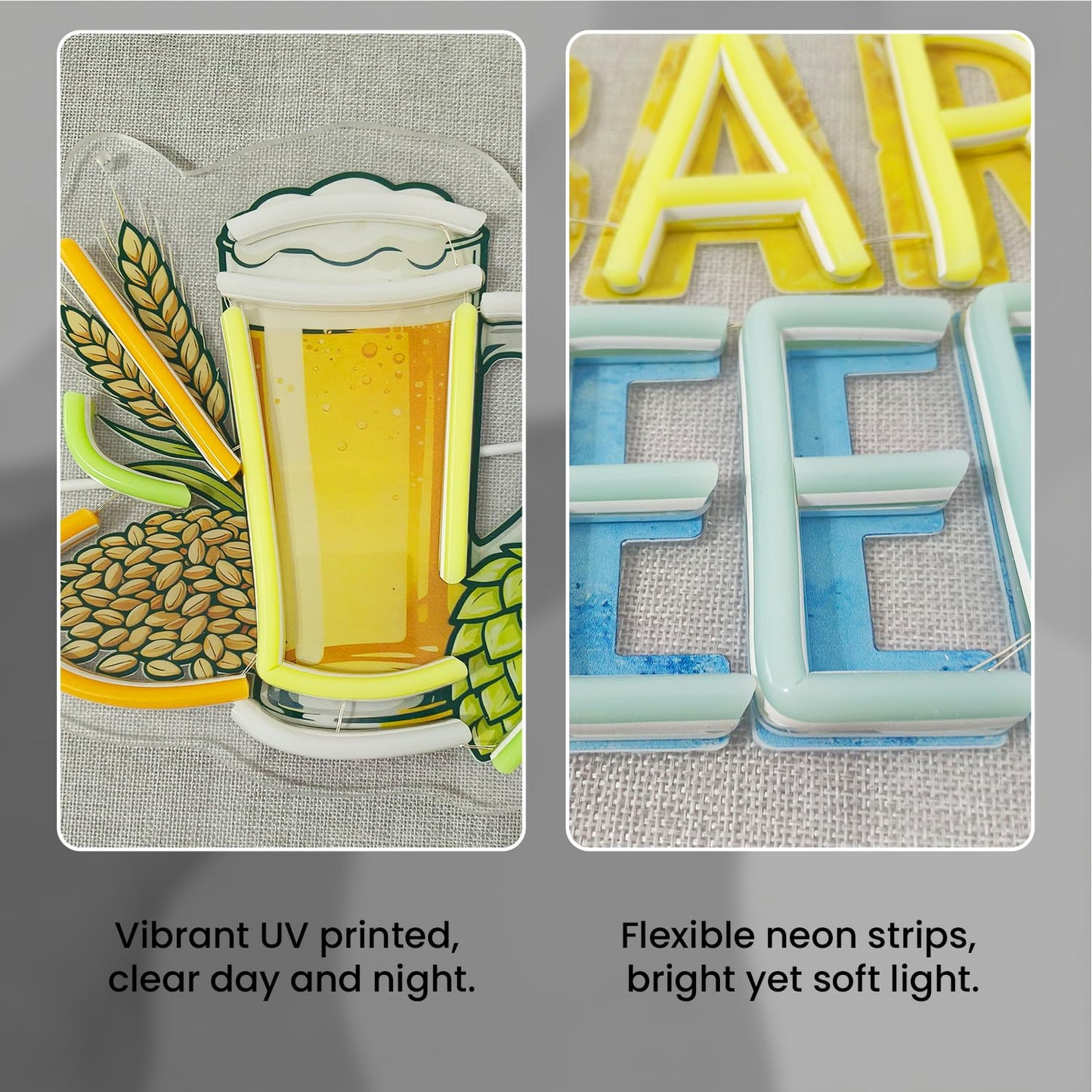 Neon Beer Signs, LED Beer Mug Sign Light Up Bar Signs for Beer Bar Restaurant Pub Bistro Club Party Man Cave Bedroom Kitchen Wall Decor, USB Power & Dimmable