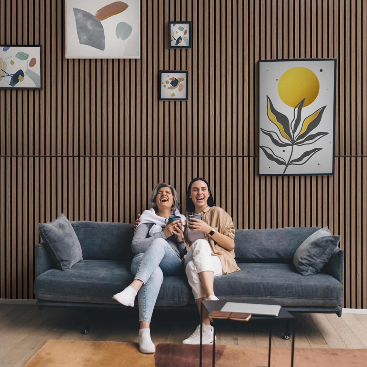 IZODEKOR Self-Adhesive Wall Panels, Acoustic Wood Panels, 3D Peel and Stick Wall Panels for Sound Insulation, 47.24" × 23.62" × 0.83", Living Room Wall Decor, 4-Pack – 2.88 m² / 21.16 lb, White