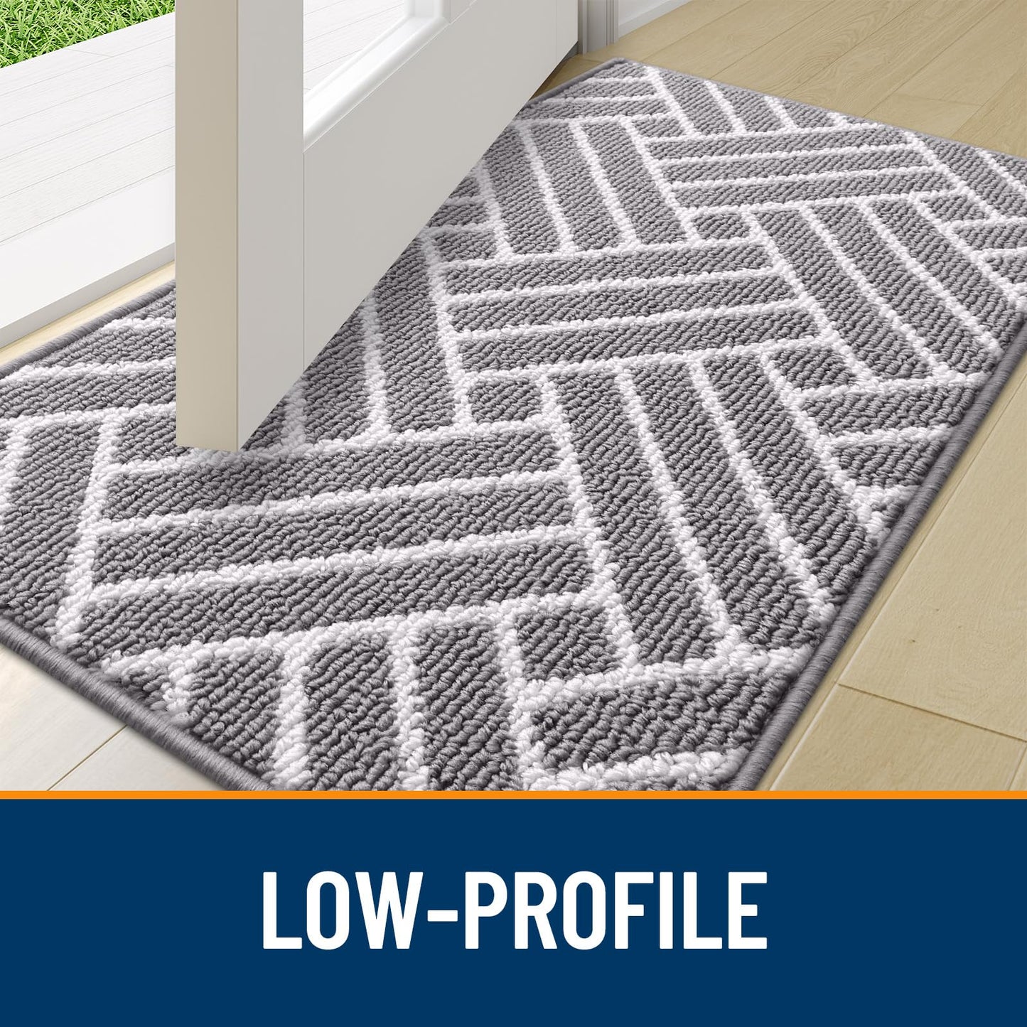 OLANLY Indoor Door Mat, 32x20 Inch, Dirt Resistant and Absorbent, Non-Slip Rubber Backing Floor Mats, Easy Clean Low-Profile Doormat for Entryway, Front Door, and Inside Entrance, Grey