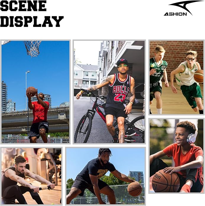 ASHION Mens Basketball Shoes Lightweight Breathable Sneakers Anti Slip Sports Shoes for Running Walking Mid Top Sneakers