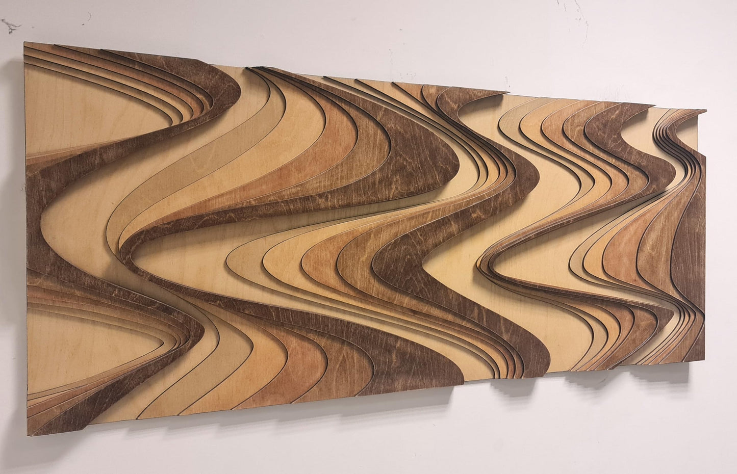 NEODECO Flow - Abstract Layered Wooden Wall Art (Forma, Wood Tones, Medium)