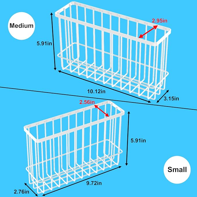 2 Pack Cabinet Organizer Storage, Over Cabinet Door Organizer with 2 Adhesive, 2 Sponges, 4 Hooks, No Drilling Space Saver Lid Organizers Inside Cabinet for Kitchen Office Bedroom (Small, Medium)