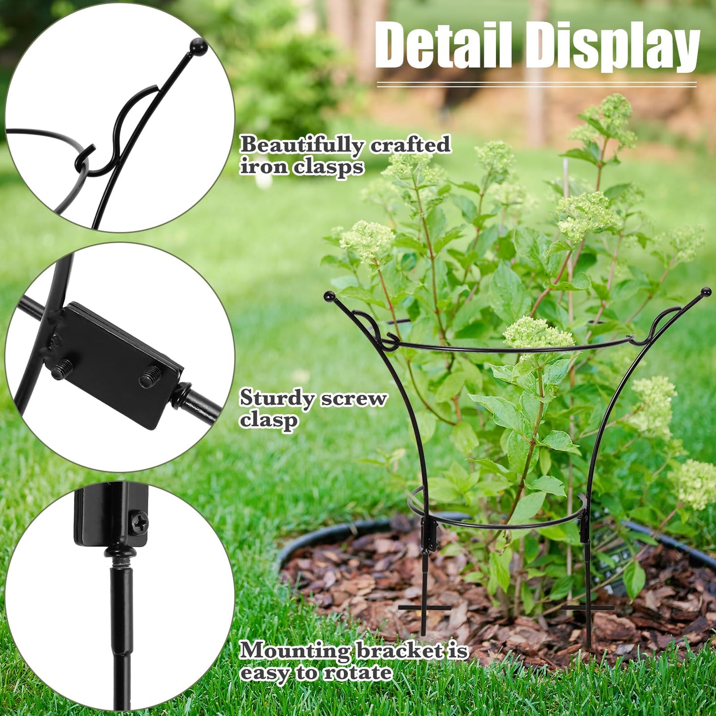 VICAMB 2 Pack Large Peony Cages and Supports,23.2" H X 13.4" D Metal Peony Support Rings,Tall Plant Support Garden Stakes for Outdoor Plants and Other Flopping Flowers