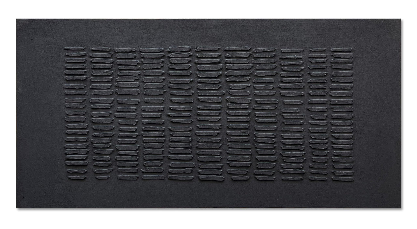 NANKAI Art Hand-Painted Black Thick Texture Abstract Art Oil Painting Contemporary Minimalist Style Art Living Room Office Corridor Wall Decoration Oil Painting 24x48 inches