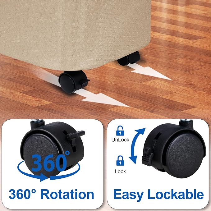 Slim Laundry Hamper with Wheels,15 Gal (55L) Rolling Laundry Basket with lid and wheels Clothes Hamper Foldable Tall Dirty Clothes Basket Sturdy Collapsible Clothes Hamper for Dorm,Laundry Room