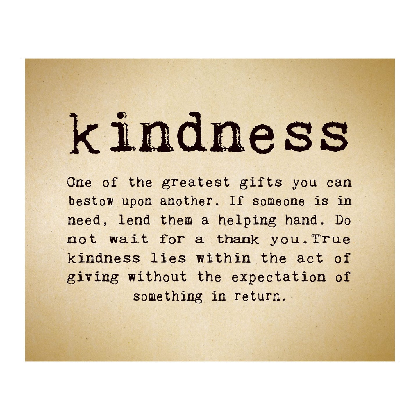 AMERICAN LUXURY GIFTS Kindness, Greatest Gift Quote - Inspirational Typography Wall Art for Classroom, Living Room, Office, Bedroom Decor - 10x8 Unframed Print